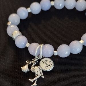 3/$21 Blue 💙 Glass Beaded Bracelet  It's A Boy Charm Gender Reveal